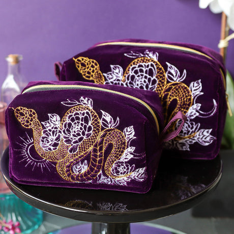 Gilded Snake in Blooms 3D Makeup Bag