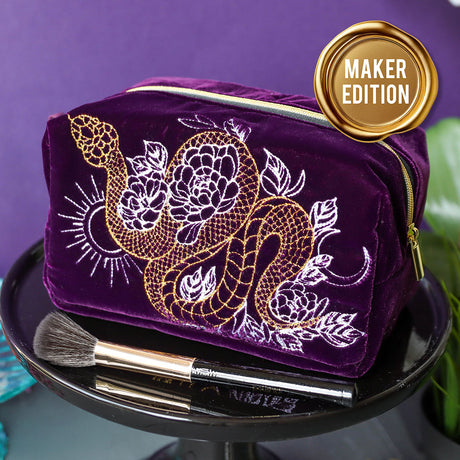 Gilded Snake in Blooms 3D Makeup Bag