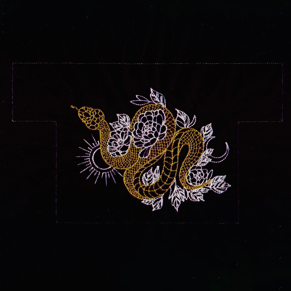 Gilded Snake in Blooms 3D Makeup Bag