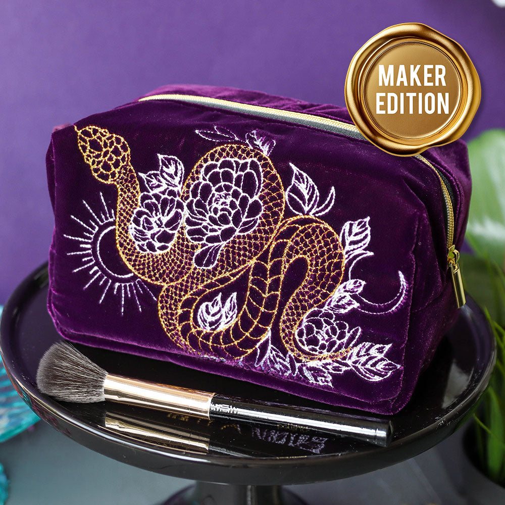 Gilded Snake in Blooms 3D Makeup Bag