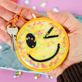 Y2K Glitter Shaker Keychain - Smiley Face (In-the-Hoop)