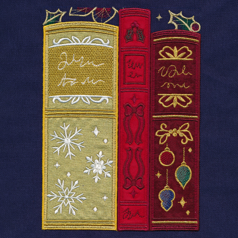 Gilded Christmas Books & Blooms (Applique)