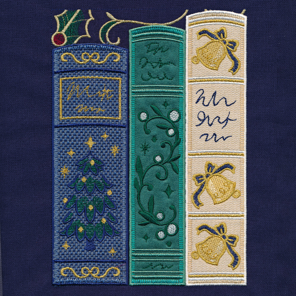 Gilded Christmas Books & Blooms (Applique)