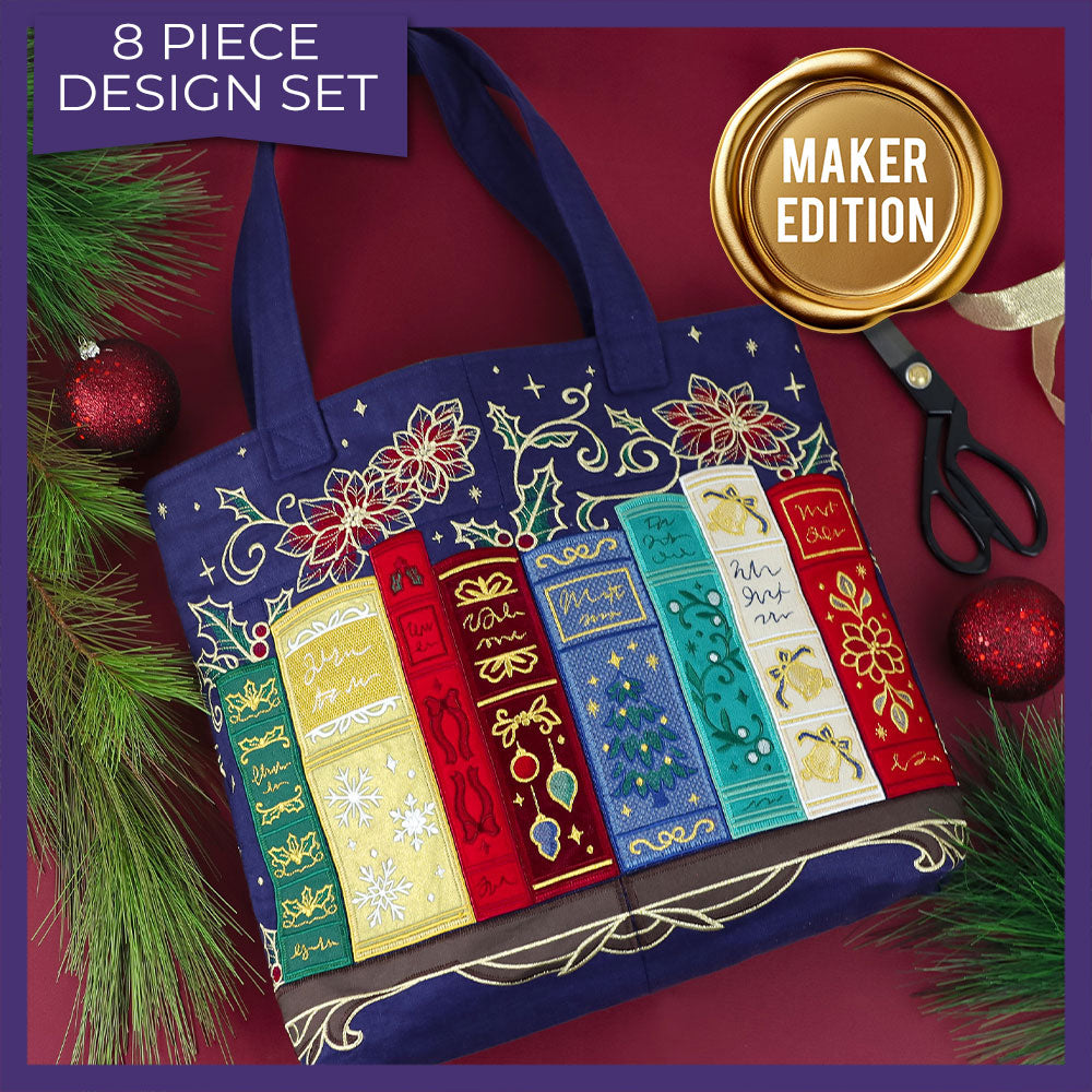 Gilded Christmas Books & Blooms (Applique)