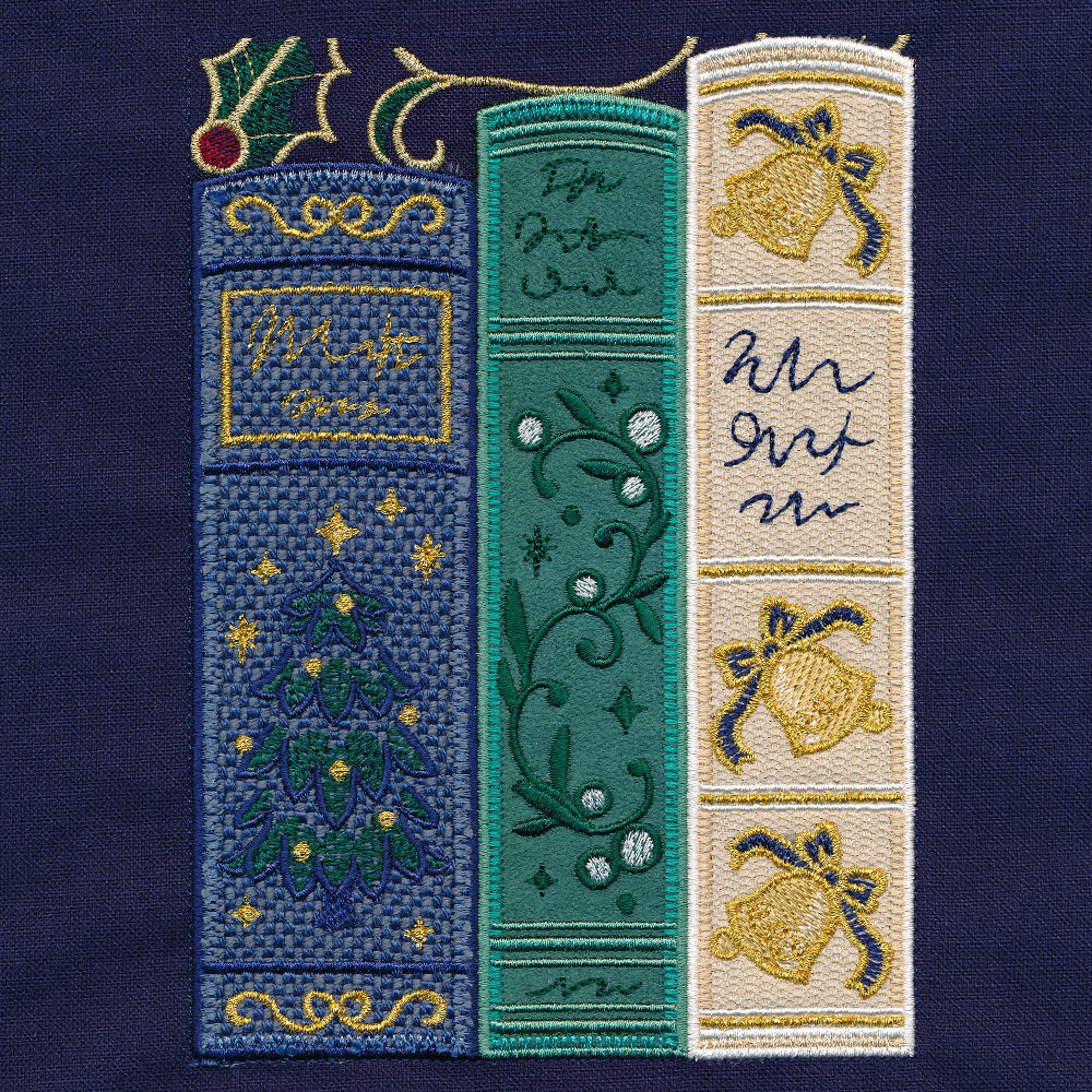 Gilded Christmas Books & Blooms (Applique)
