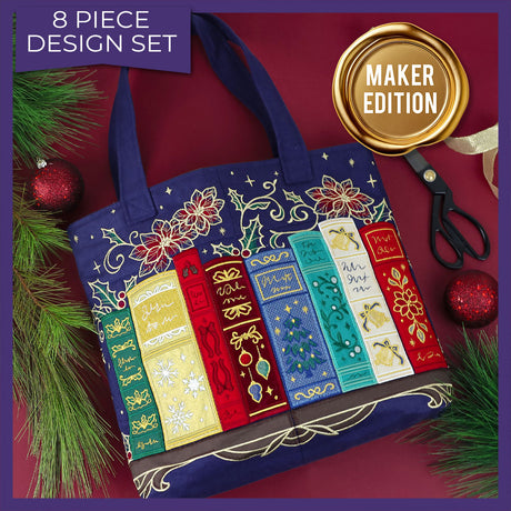 Gilded Christmas Books & Blooms (Applique)