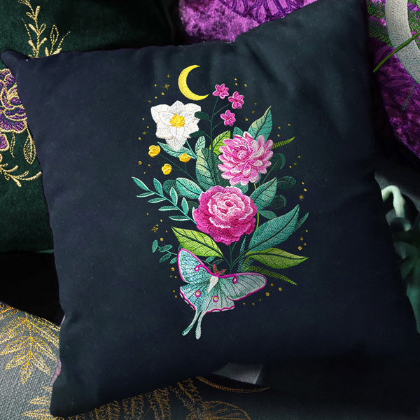 Starry Night Luna Moth & Blooms