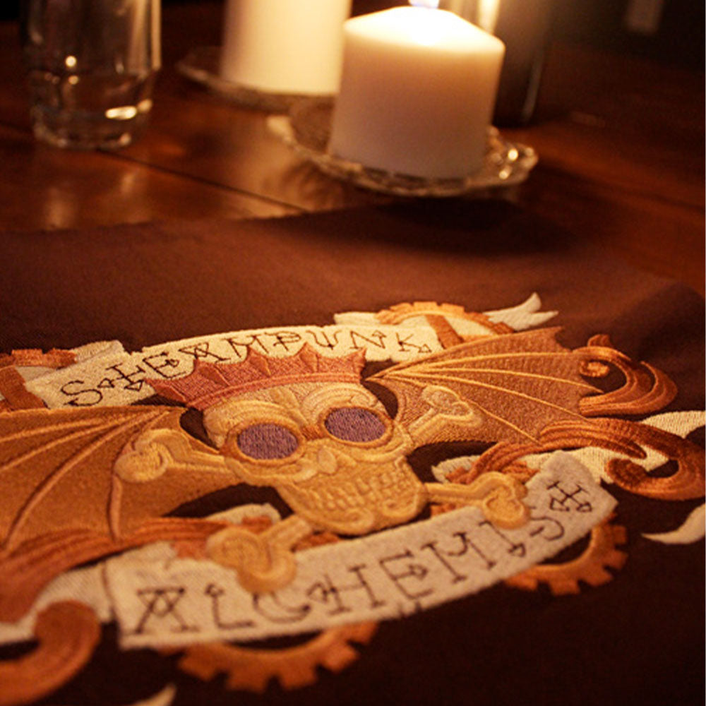 Steampunk Alchemy Skull Banner