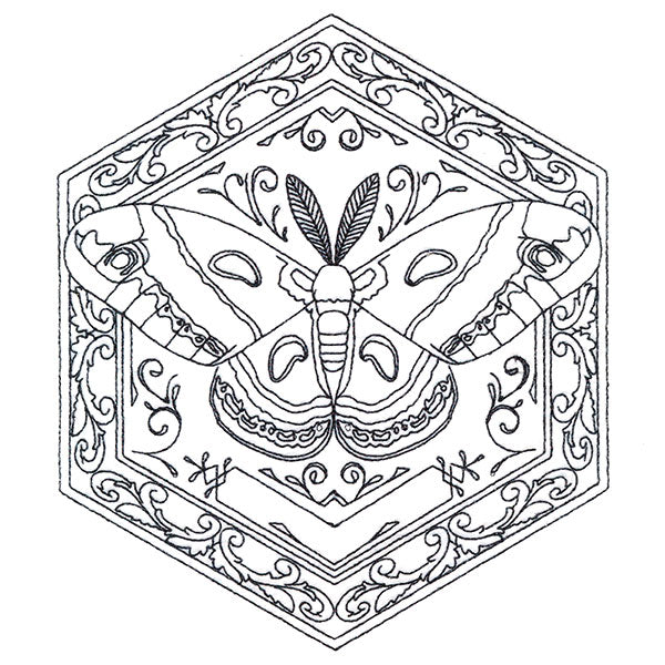 Moth in Flight Hexagon