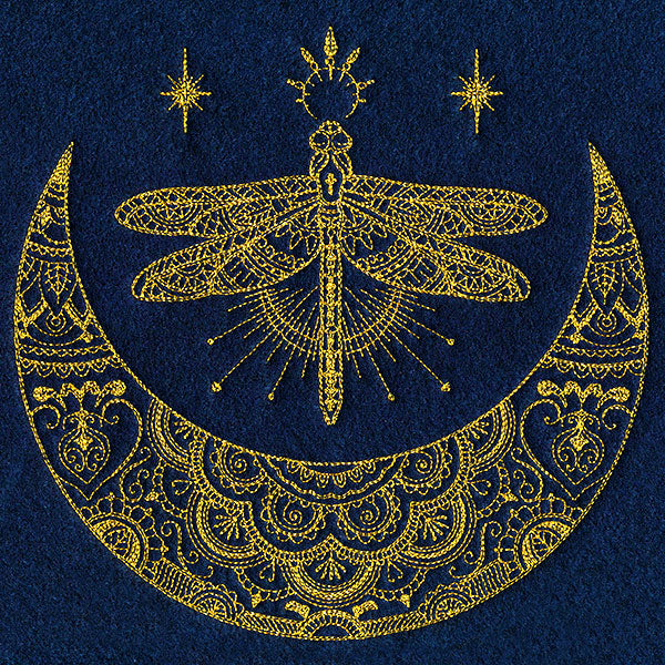Mehndi Magic Dragonfly Crescent Moon