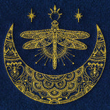 Mehndi Magic Dragonfly Crescent Moon
