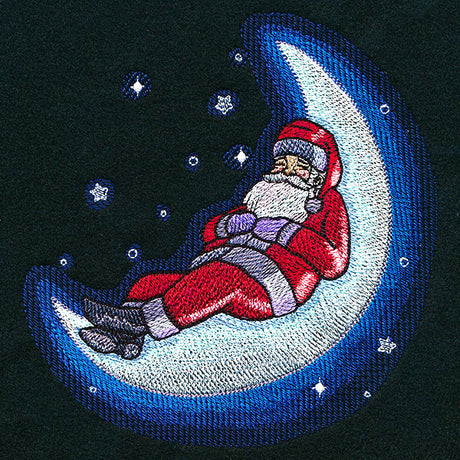 Crescent Moon Dozing Santa