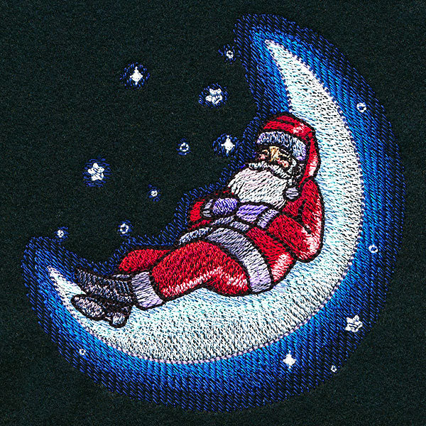 Crescent Moon Dozing Santa