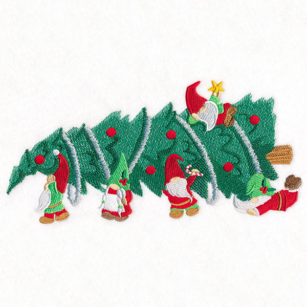 Deck the Halls Christmas Tree Gnome Border