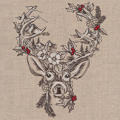 Woodland Christmas Scene Deer