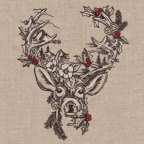 Woodland Christmas Scene Deer