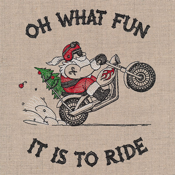 What Fun It is to Ride Motorcycle Santa