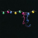 Hanging On Christmas Lights Cat