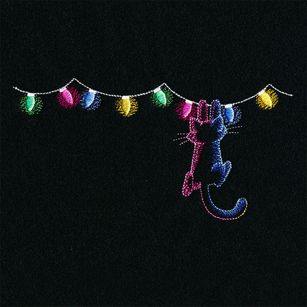 Hanging On Christmas Lights Cat