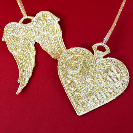 Gilded Texture Christmas Ornament - Heart (Lace)