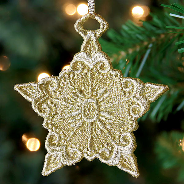 Gilded Texture Christmas Ornament - Star (Lace)