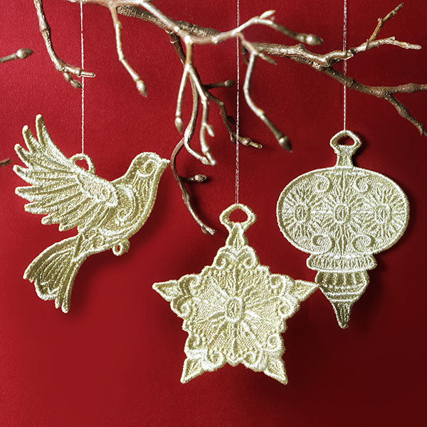 Gilded Texture Christmas Ornament - Star (Lace)