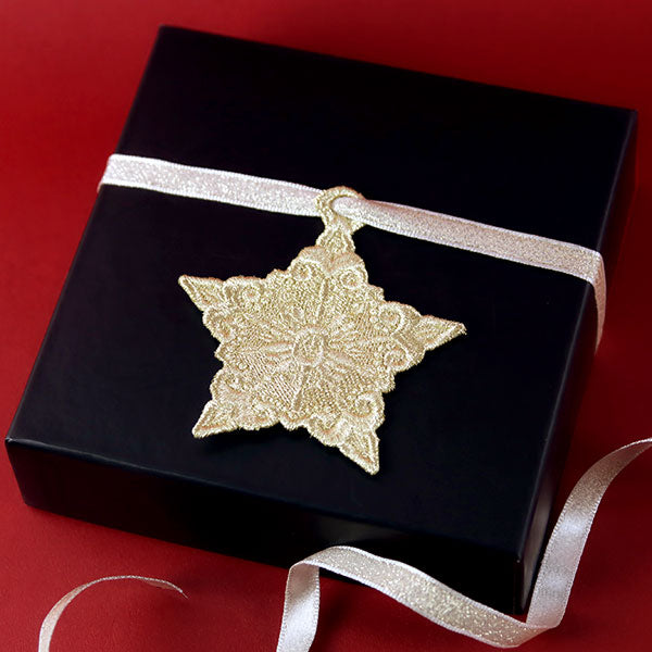Gilded Texture Christmas Ornament - Star (Lace)