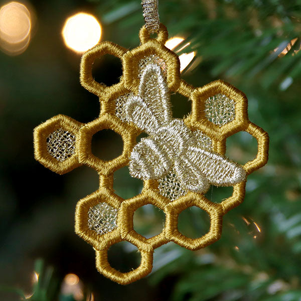 Bee Merry Honeycomb Ornament (Lace)