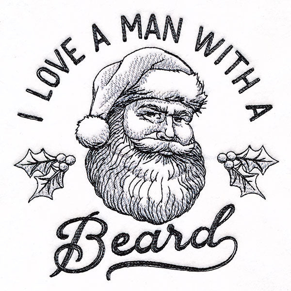I Love a Man with a Beard Santa Etching