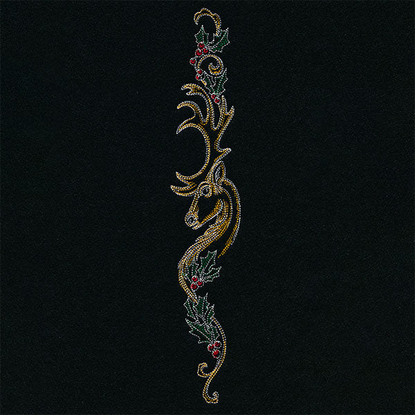 Art Nouveau Christmas Reindeer Vertical Border