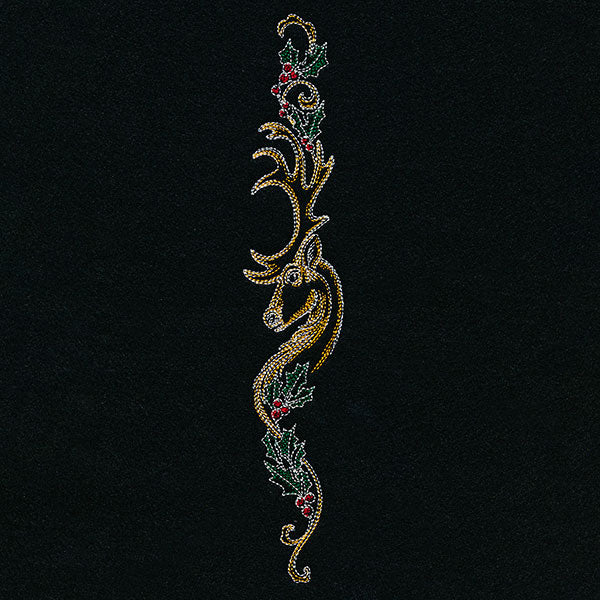 Art Nouveau Christmas Reindeer Vertical Border