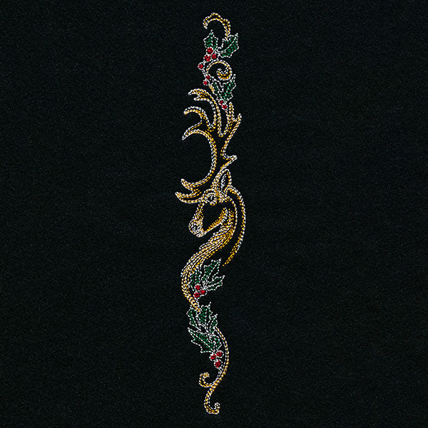 Art Nouveau Christmas Reindeer Vertical Border