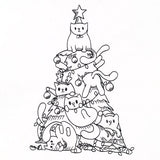 Merry Mischief Christmas Tree Cats Etching