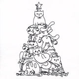 Merry Mischief Christmas Tree Cats Etching