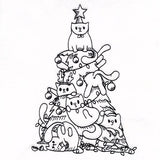 Merry Mischief Christmas Tree Cats Etching