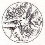 Intricate Swallows and Blooms