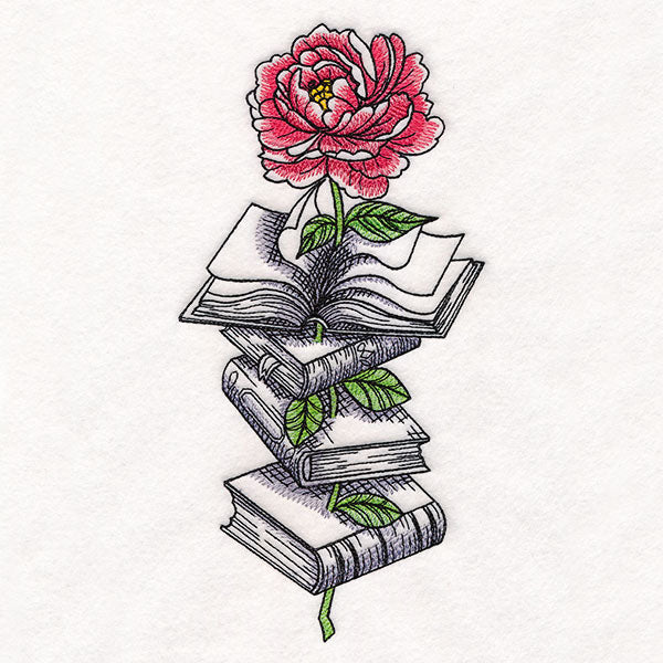 Peony in Book Stack