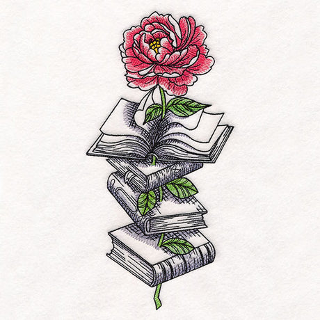 Peony in Book Stack