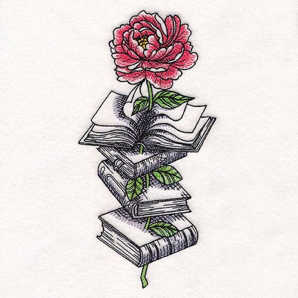 Peony in Book Stack