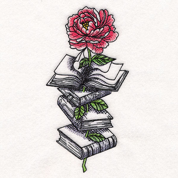 Peony in Book Stack