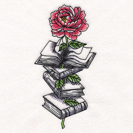 Peony in Book Stack