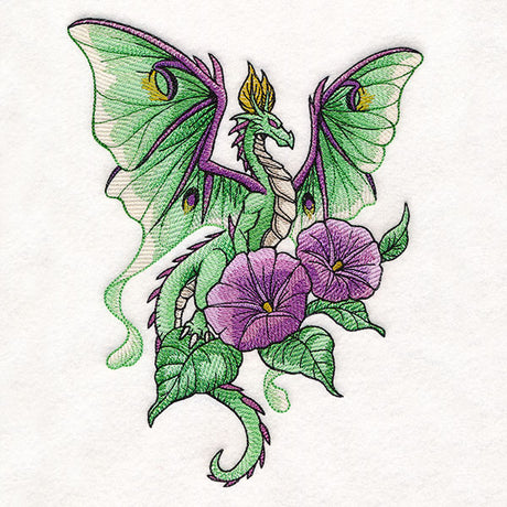 Luna Moth Dragon and Morning Glories
