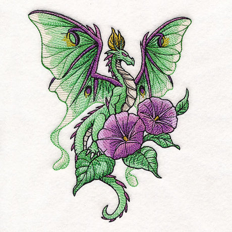 Luna Moth Dragon and Morning Glories