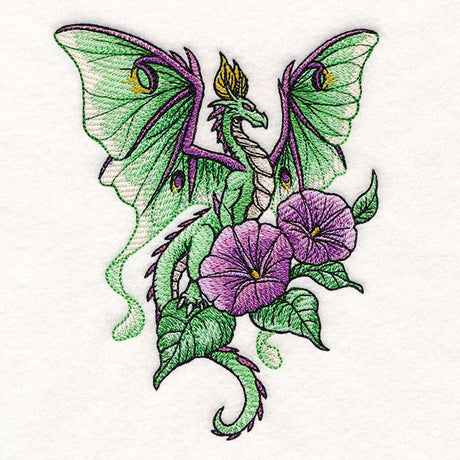 Luna Moth Dragon and Morning Glories