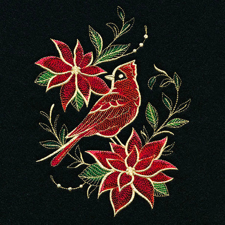 Gilded Christmas Poinsettia Cardinal