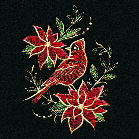 Gilded Christmas Poinsettia Cardinal