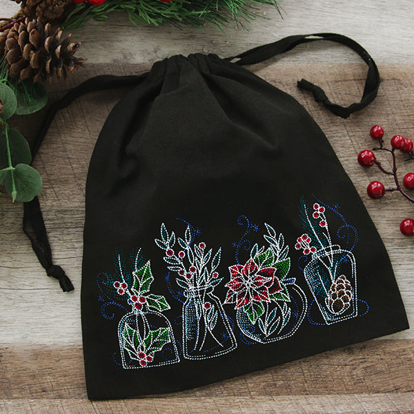 Christmas Botanicals Glass Jar Border