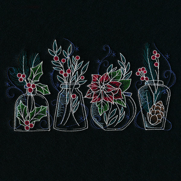 Christmas Botanicals Glass Jar Border
