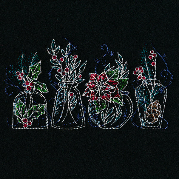 Christmas Botanicals Glass Jar Border