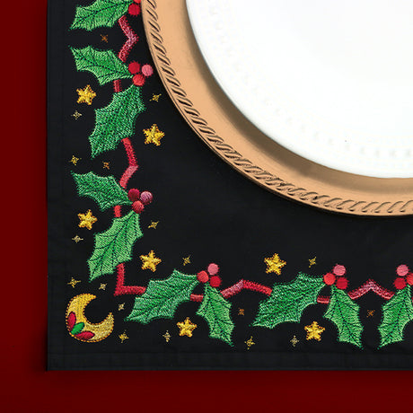 Celestial Christmas Poinsettia Kaleidoscope Border